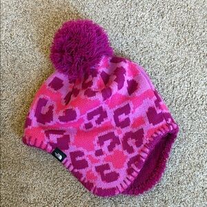 The North Face Kids' Fuchsia Leopard Pom Beanie